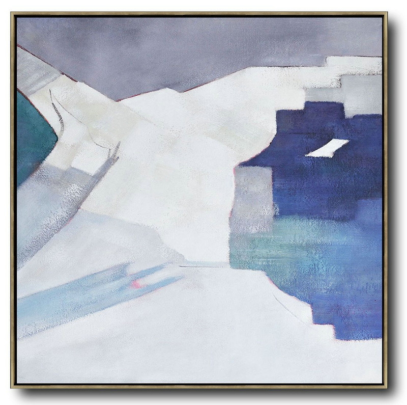 Large Abstract Art Handmade Painting,Oversized Contemporary Art,Hand-Painted Contemporary Art,Blue,White,Grey.Etc